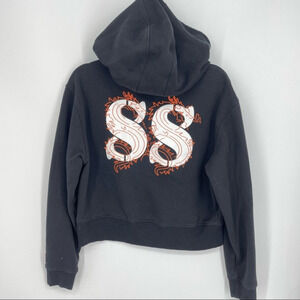 Exclusive Guess x 88 rising cropped hoodie Sz L‎ black